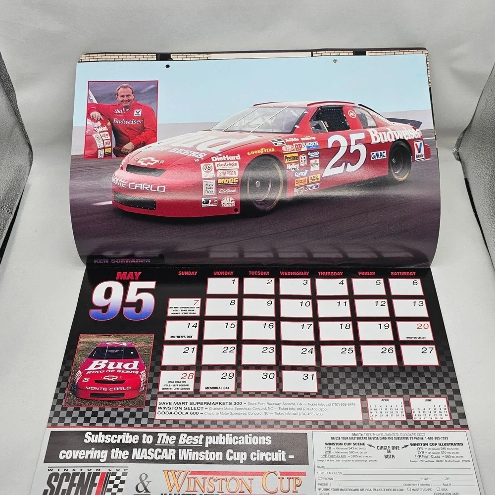 1995 Superstars of NASCAR Calendar Dale Earnhardt Gordon Championship Foldout